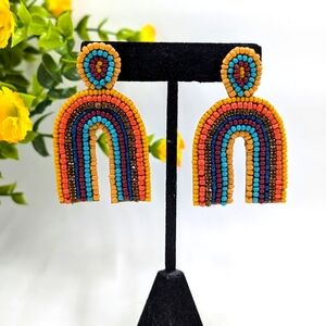 Gorgeous Handmade Beaded Rainbow Vintage Y2K Earrings